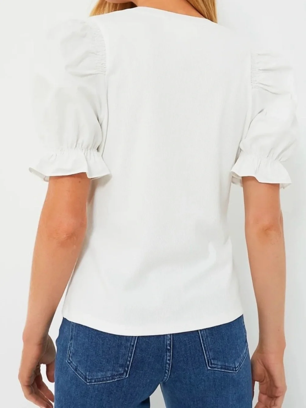 White Livia Puff Sleeve Top